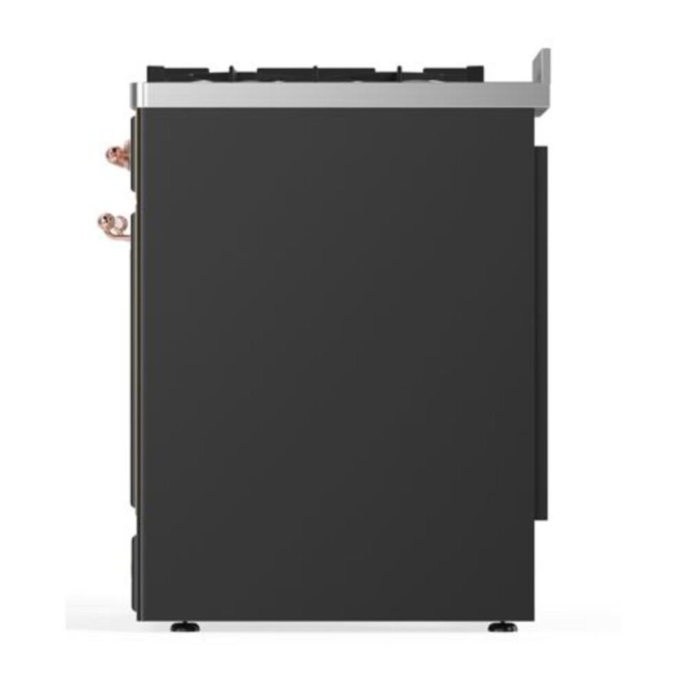 ILVE UM30DQNE3MGP Majestic II 30 inch Dual Fuel Range with 5 Black Brass Burners (Natural Gas, Solid Door, Graphite Matte, Copper) 9 ILVE_UM30DQNE3MGP_Majestic_II_30"_Dual_Fuel_Range_Right_Angle