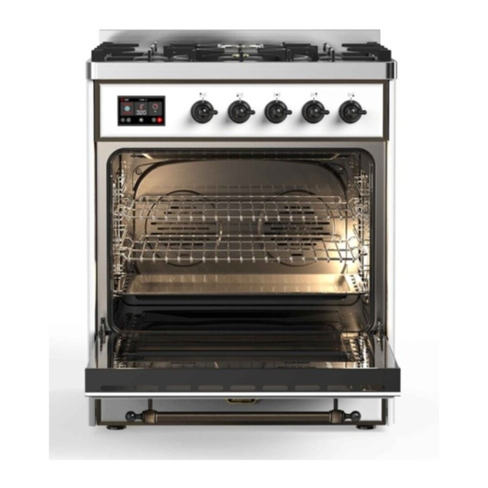 ILVE UM30DQNE3RAB Majestic II 30 inch Dual Fuel Range with 5 Black Brass Burners (Natural Gas, Solid Door, RAL, Burnished) 5 ILVE UM30DQNE3RAB door opened