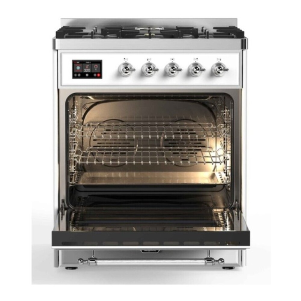 ILVE UM30DQNE3RACLP Majestic II 30 inch Dual Fuel Range with 5 Black Brass Burners (Liquid Propane, Solid Door, RAL, Chrome) 5 ILVE UM30DQNE3RACLP door opened