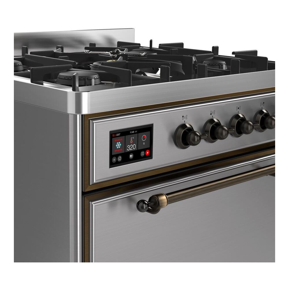 ILVE UM30D Majestic II 30 inch Dual Fuel Range with 5 Black Brass Burners