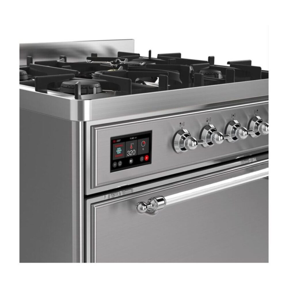 ILVE UM30D Majestic II 30 inch Dual Fuel Range with 5 Black Brass Burners