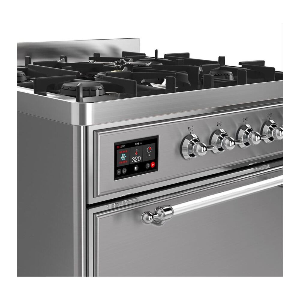 ILVE UM30DQNE3SSCLP Majestic II 30 inch Dual Fuel Range with 5 Black Brass Burners (Liquid Propane, Solid Door, Stainless Steel, Chrome) 6 ILVE UM30D Majestic II 30 inch Dual Fuel Range with 5 Black Brass Burners