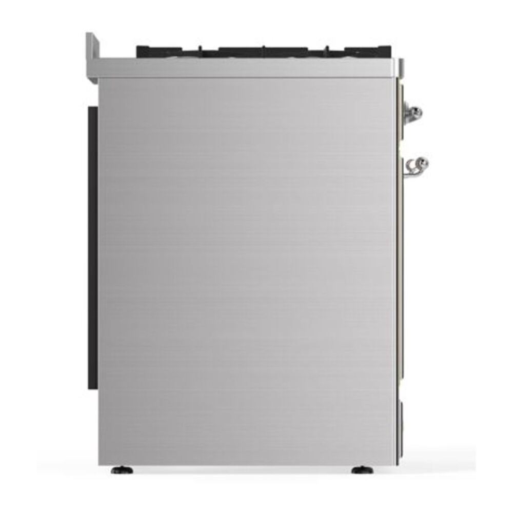 ILVE UM30DQNE3SSC Majestic II 30 inch Dual Fuel Range with 5 Black Brass Burners (Natural Gas, Solid Door, Stainless Steel, Chrome) 8 ILVE_UM30DQNE3SSC_Majestic_II_30_Dual_Fuel_Range_Left_Angle