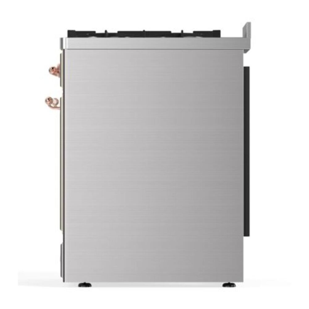 ILVE UM30DQNE3SSPLP Majestic II 30 inch Dual Fuel Range with 5 Black Brass Burners (Liquid Propane, Solid Door, Stainless Steel, Copper) 9 ILVE_UM30DQNE3SSPLP_Majestic_II_30"_Dual_Fuel_Range_Right_Angle