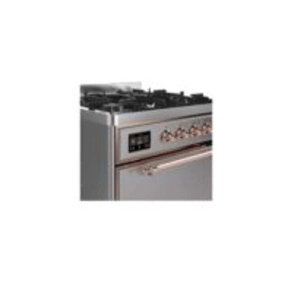 ILVE UM30D Majestic II 30 inch Dual Fuel Range with 5 Black Brass Burners