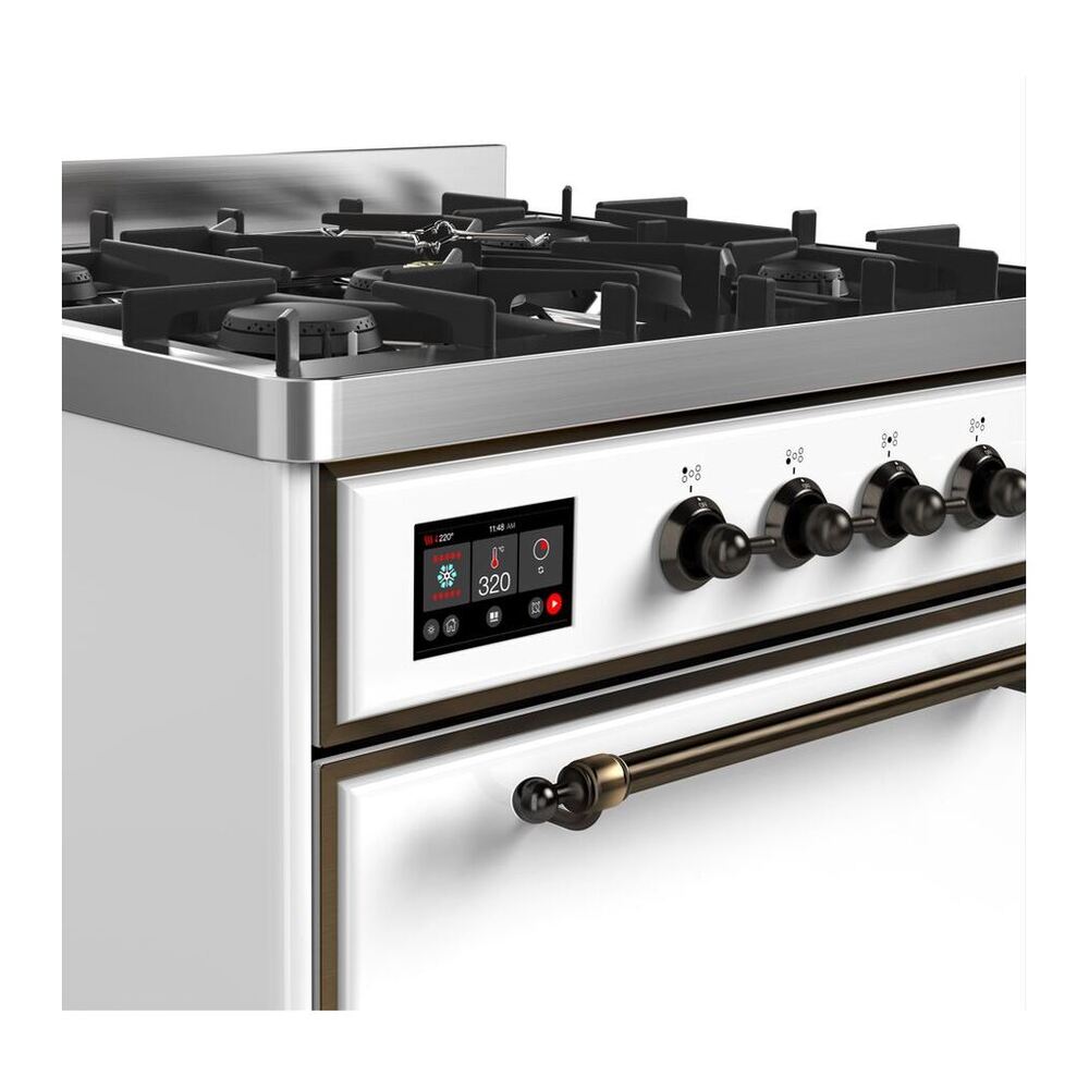 ILVE UM30DQNE3WHBLP Majestic II 30 inch Dual Fuel Range with 5 Black Brass Burners (Liquid Propane, Solid Door, White, Burnished) 7 ILVE UM30D Majestic II 30 inch Dual Fuel Range with 5 Black Brass Burners