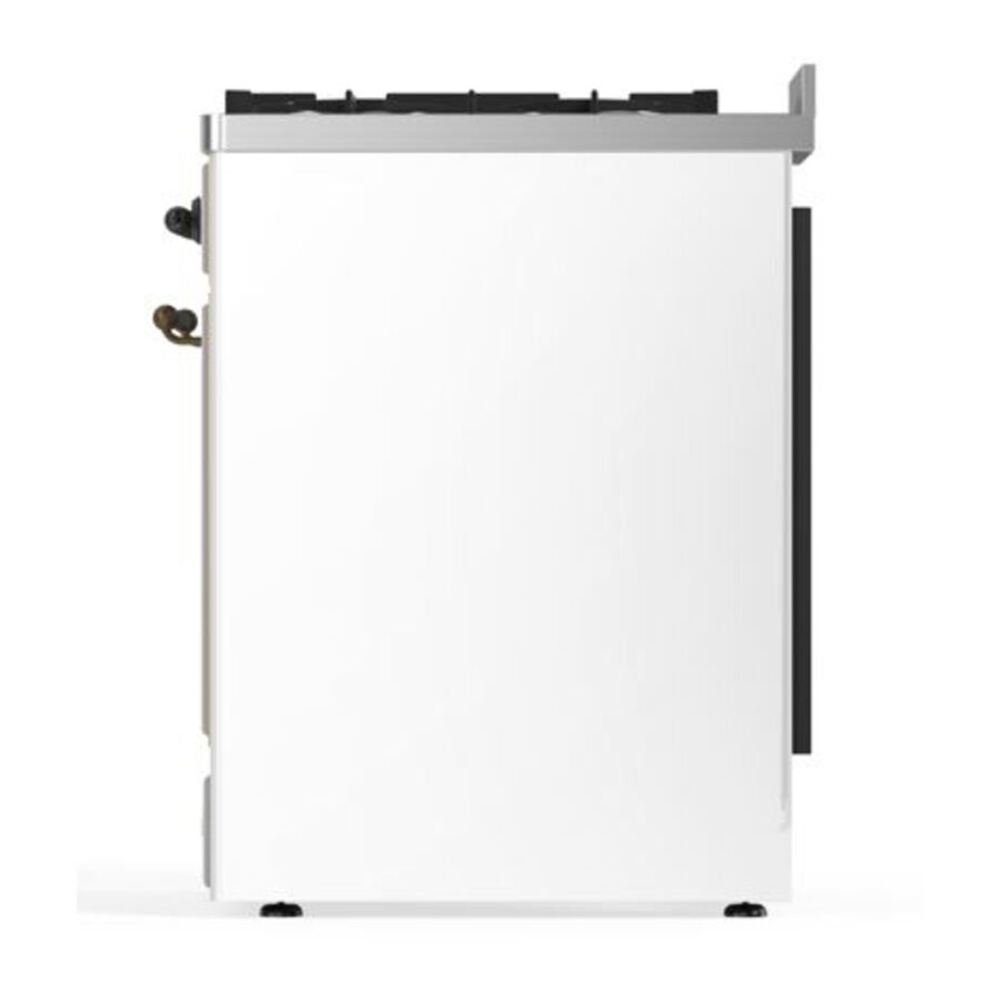 ILVE UM30DQNE3WHB Majestic II 30 inch Dual Fuel Range with 5 Black Brass Burners (Natural Gas, Solid Door, White, Burnished) 9 ILVE_UM30DQNE3WHB_Majestic_II_30"_Dual_Fuel_Range_Right_Angle