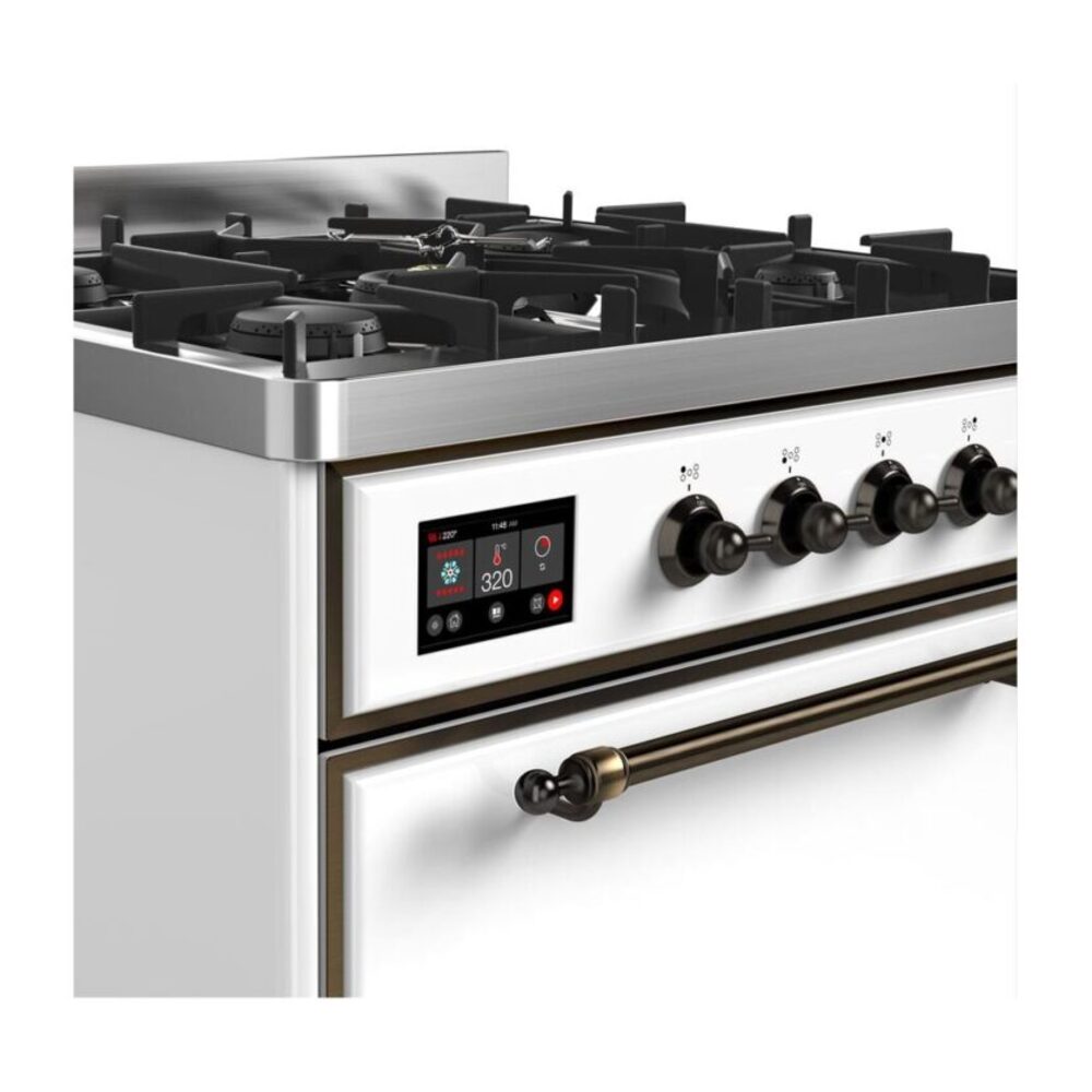 ILVE UM30D Majestic II 30 inch Dual Fuel Range with 5 Black Brass Burners