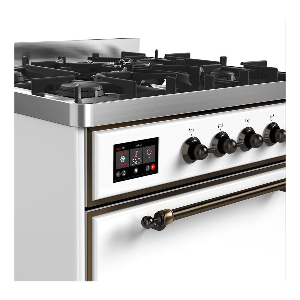 ILVE UM30D Majestic II 30 inch Dual Fuel Range with 5 Black Brass Burners