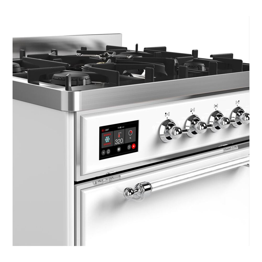 ILVE UM30D Majestic II 30 inch Dual Fuel Range with 5 Black Brass Burners