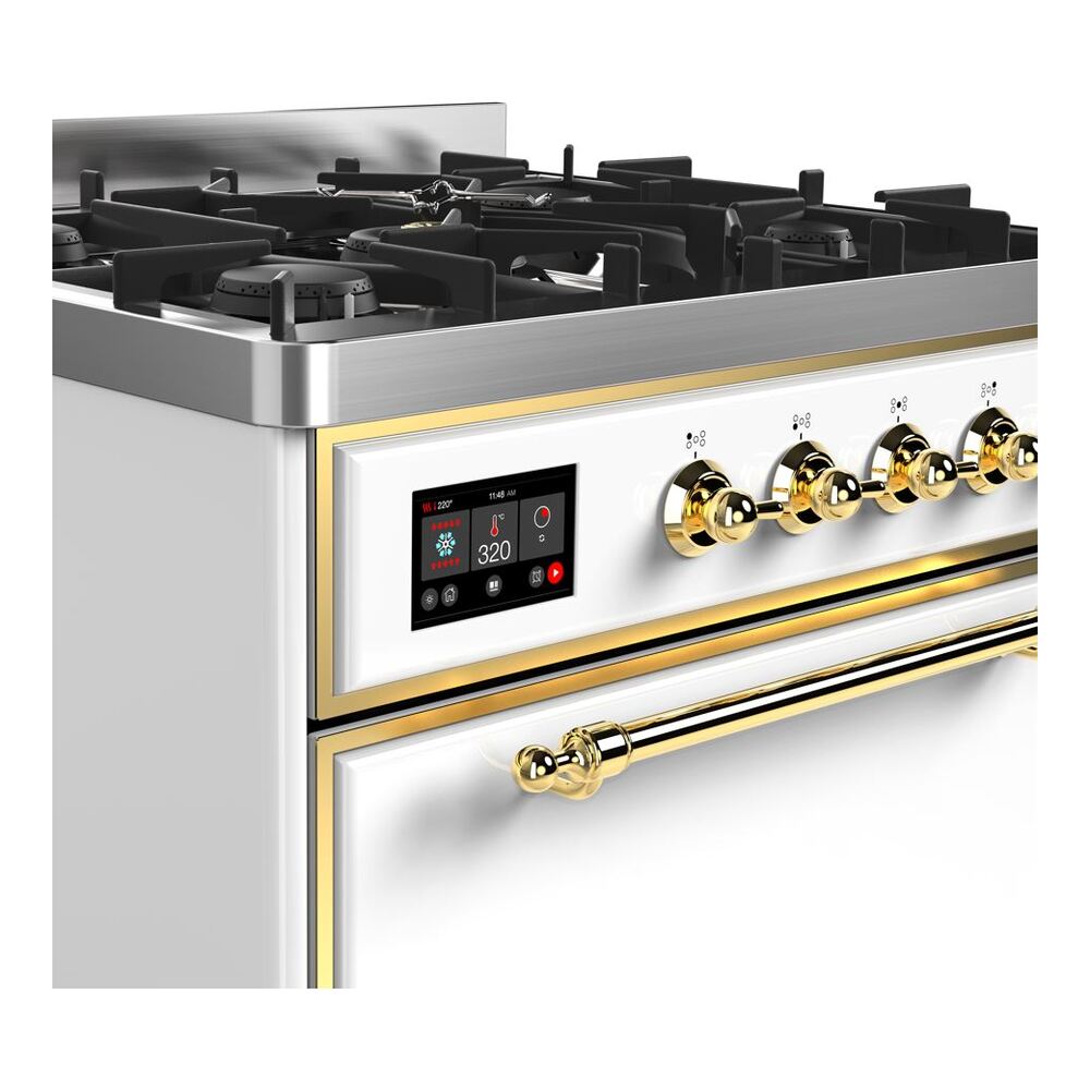 ILVE UM30D Majestic II 30 inch Dual Fuel Range with 5 Black Brass Burners