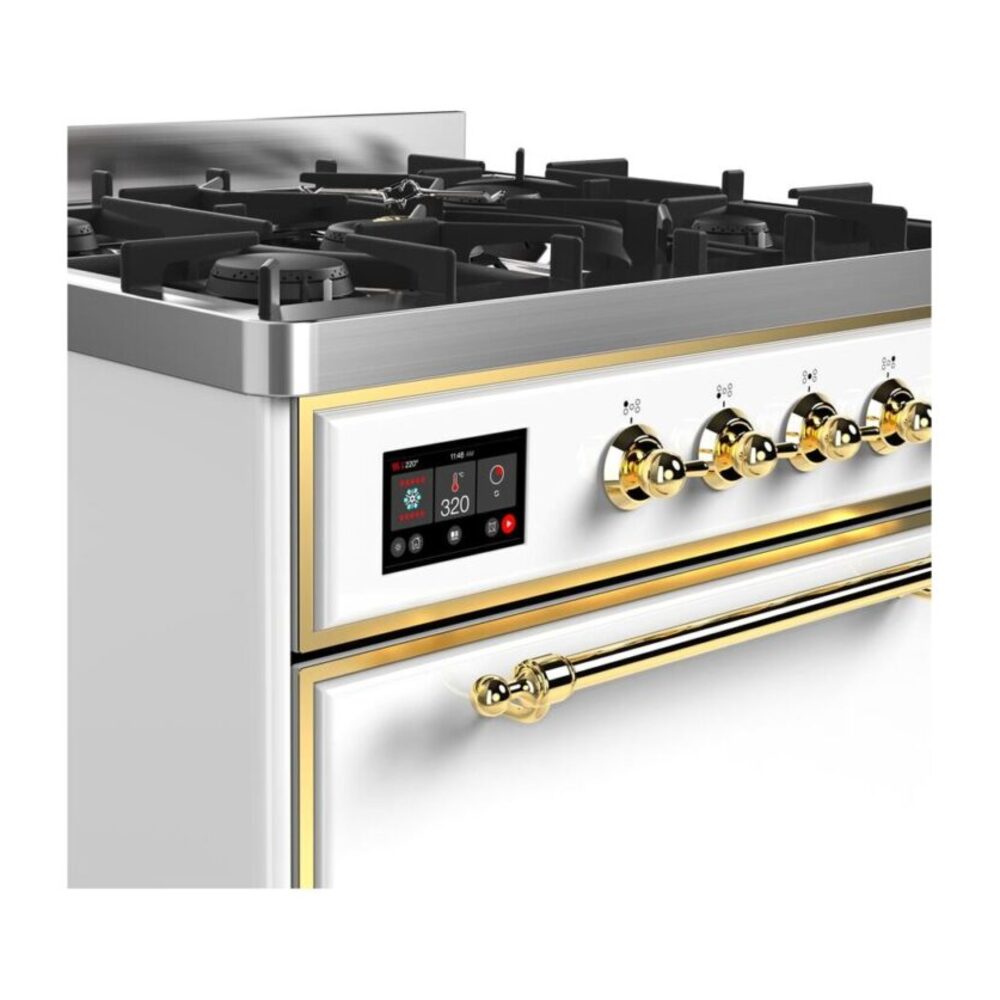 ILVE UM30D Majestic II 30 inch Dual Fuel Range with 5 Black Brass Burners
