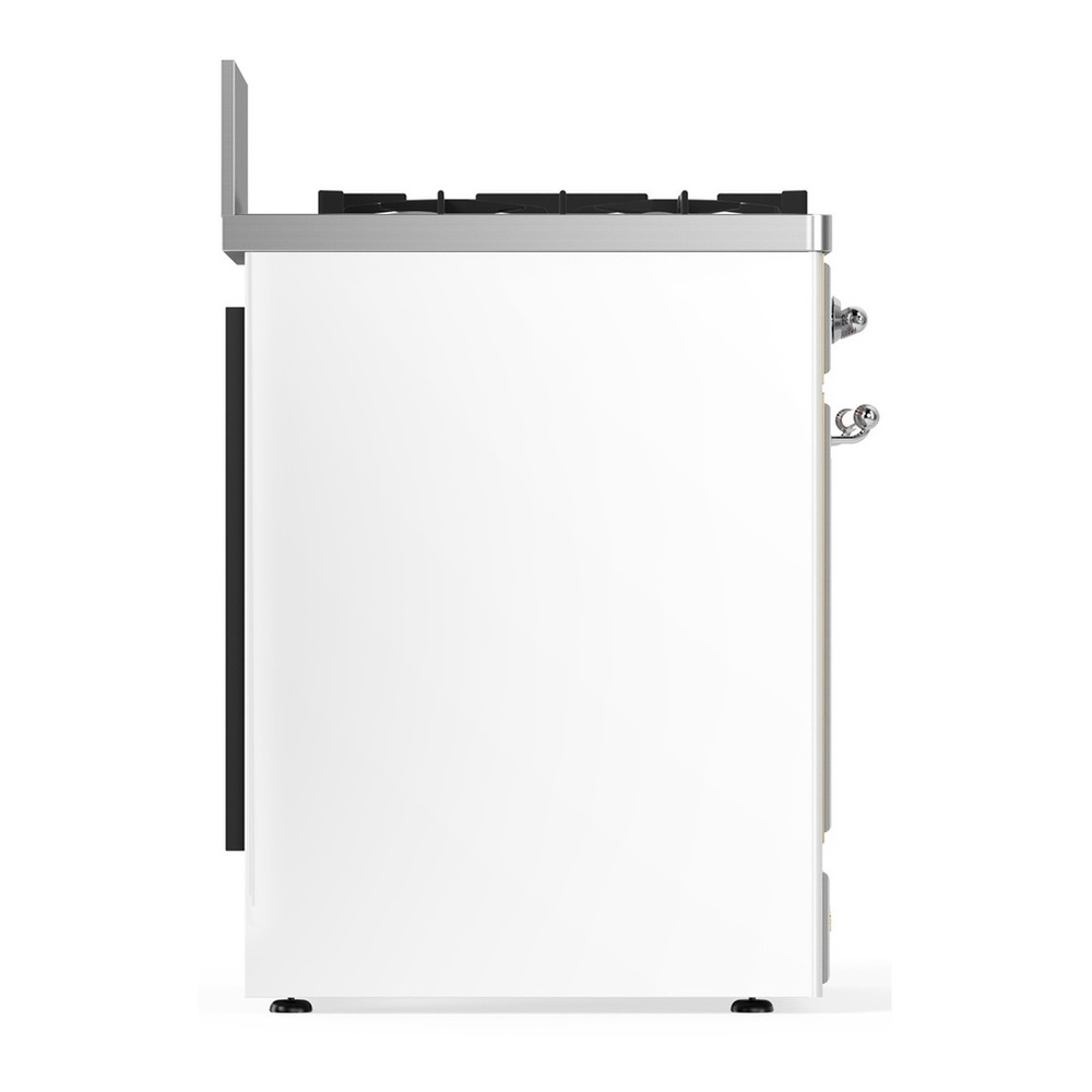 ILVE UM30NR3WHCLP Majestic III 30 inch Dual Fuel Range with 5 Black Brass Burners, Dual Function Burner up to 25,000 BTU (Liquid Propane, Triple Glass Door, White, Chrome) 6 UM30NR3WHCLP-Left-Side