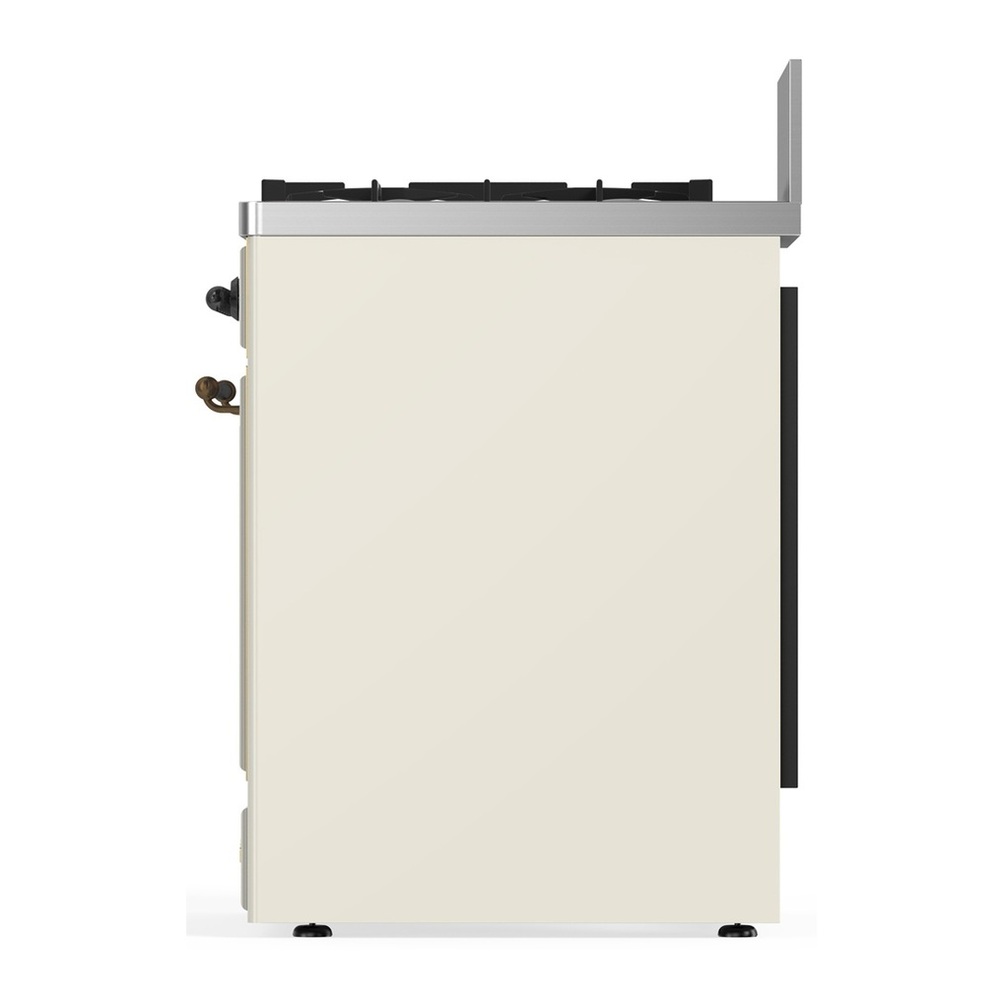 ILVE UM30QNR3AWB Majestic III 30 inch Dual Fuel Range with 5 Black Brass Burners, Dual Function Burner up to 25,000 BTU (Natural Gas, Solid Door, Antique White, Burnished) 5 UM30QNR3AWB-Right-Side