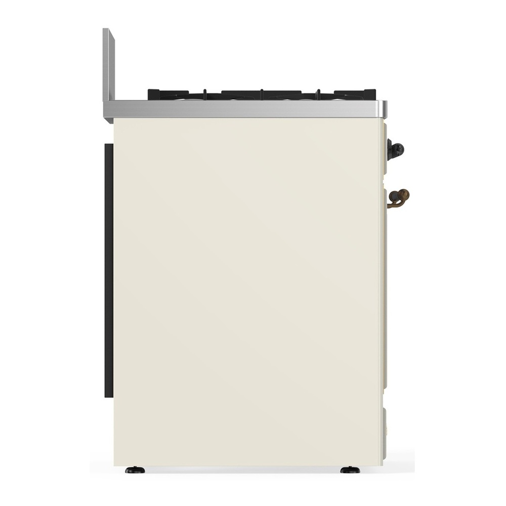 ILVE UM30QNR3AWB Majestic III 30 inch Dual Fuel Range with 5 Black Brass Burners, Dual Function Burner up to 25,000 BTU (Natural Gas, Solid Door, Antique White, Burnished) 6 UM30QNR3AWB-Left-Side