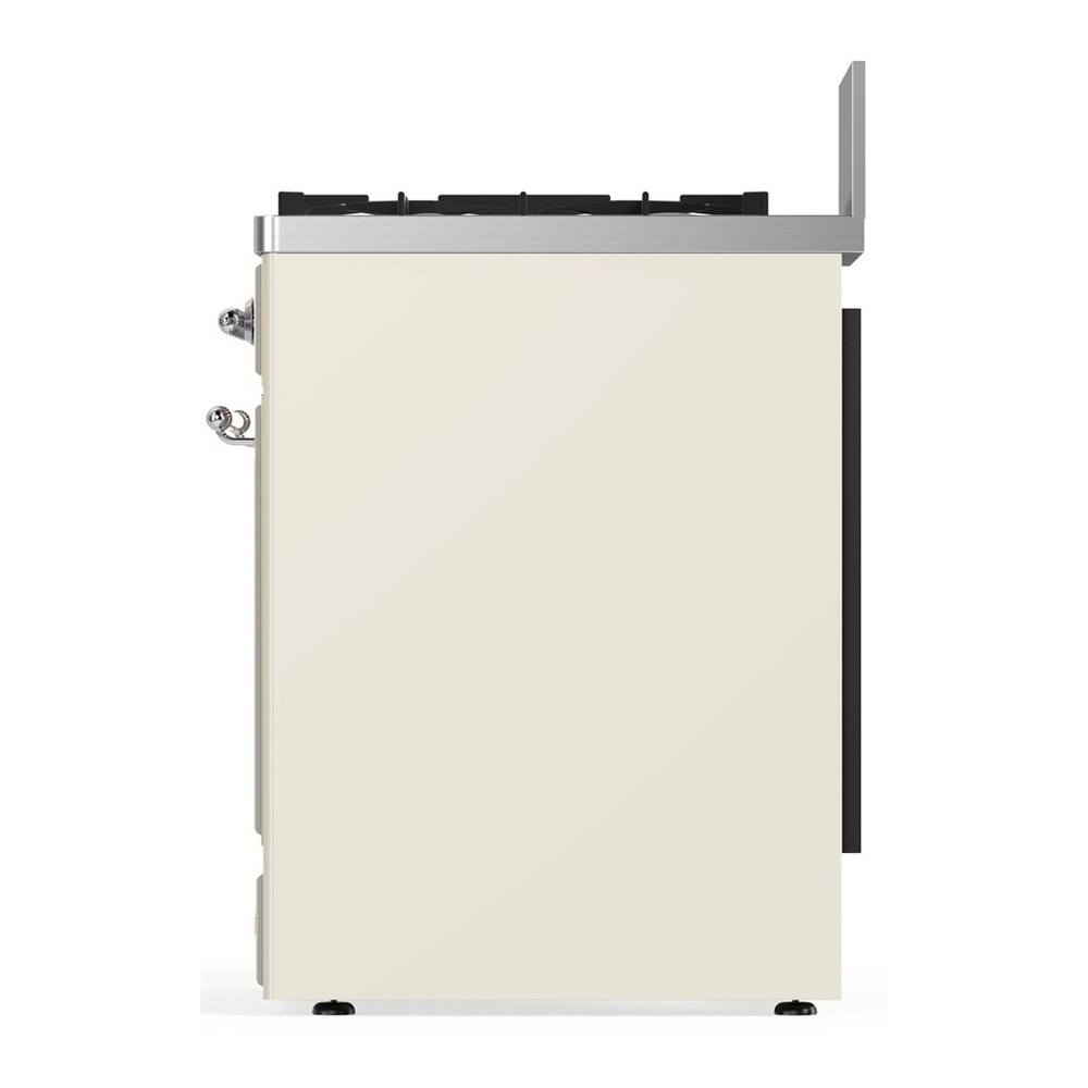 ILVE UM30QNR3AWCLP Majestic III 30 inch Dual Fuel Range with 5 Black Brass Burners, Dual Function Burner up to 25,000 BTU (Liquid Propane, Solid Door, Antique White, Chrome) 5 UM30QNR3AWCLP-Right-Side