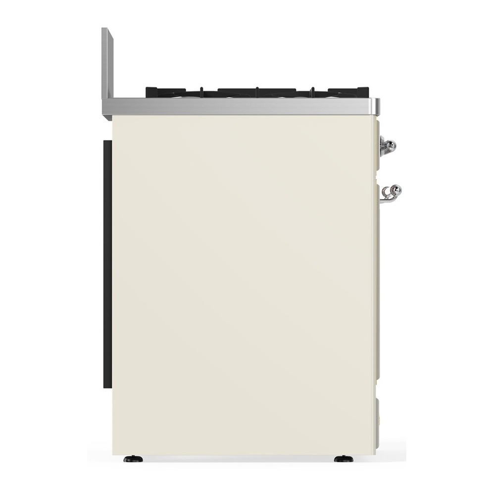 ILVE UM30QNR3AWC Majestic III 30 inch Dual Fuel Range with 5 Black Brass Burners, Dual Function Burner up to 25,000 BTU (Natural Gas, Solid Door, Antique White, Chrome) 6 UM30QNR3AWC-Left-Side