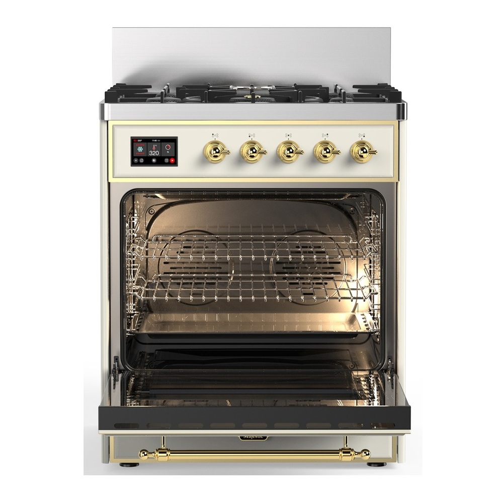 ILVE UM30QNR3AWGLP Majestic III 30 inch Dual Fuel Range with 5 Black Brass Burners, Dual Function Burner up to 25,000 BTU (Liquid Propane, Solid Door, Antique White, Brass) 4 UM30QNR3AWGLP-Oven-Interior