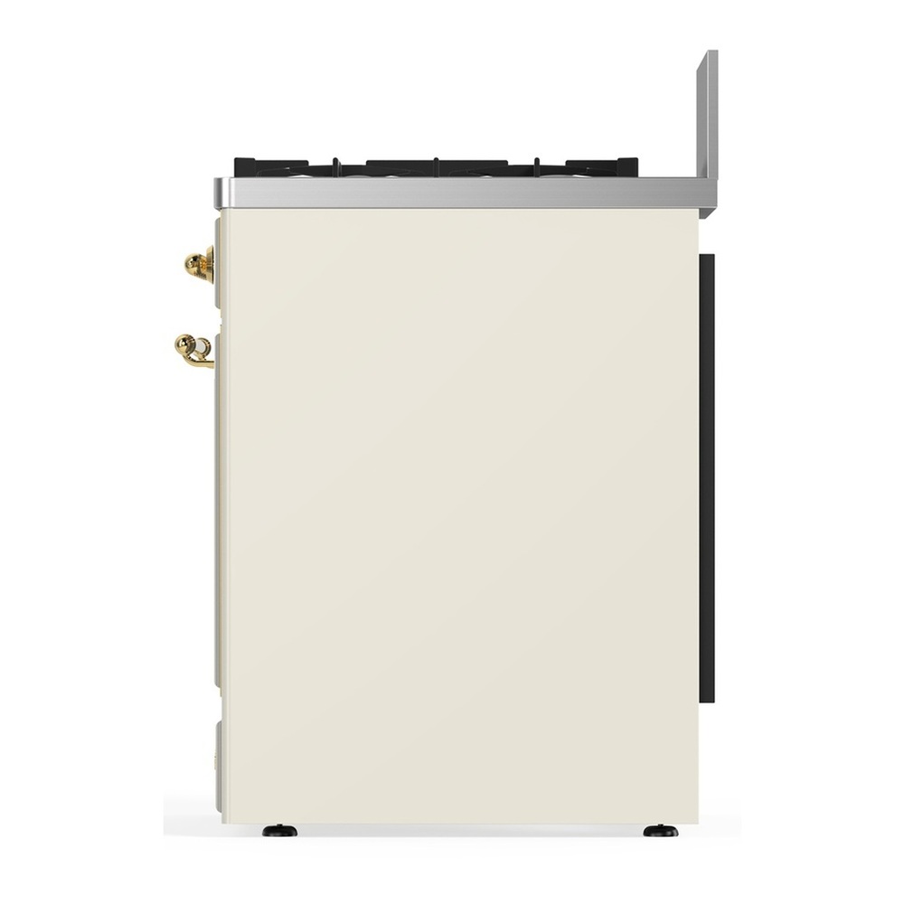 ILVE UM30QNR3AWGLP Majestic III 30 inch Dual Fuel Range with 5 Black Brass Burners, Dual Function Burner up to 25,000 BTU (Liquid Propane, Solid Door, Antique White, Brass) 5 UM30QNR3AWGLP-Right-Side