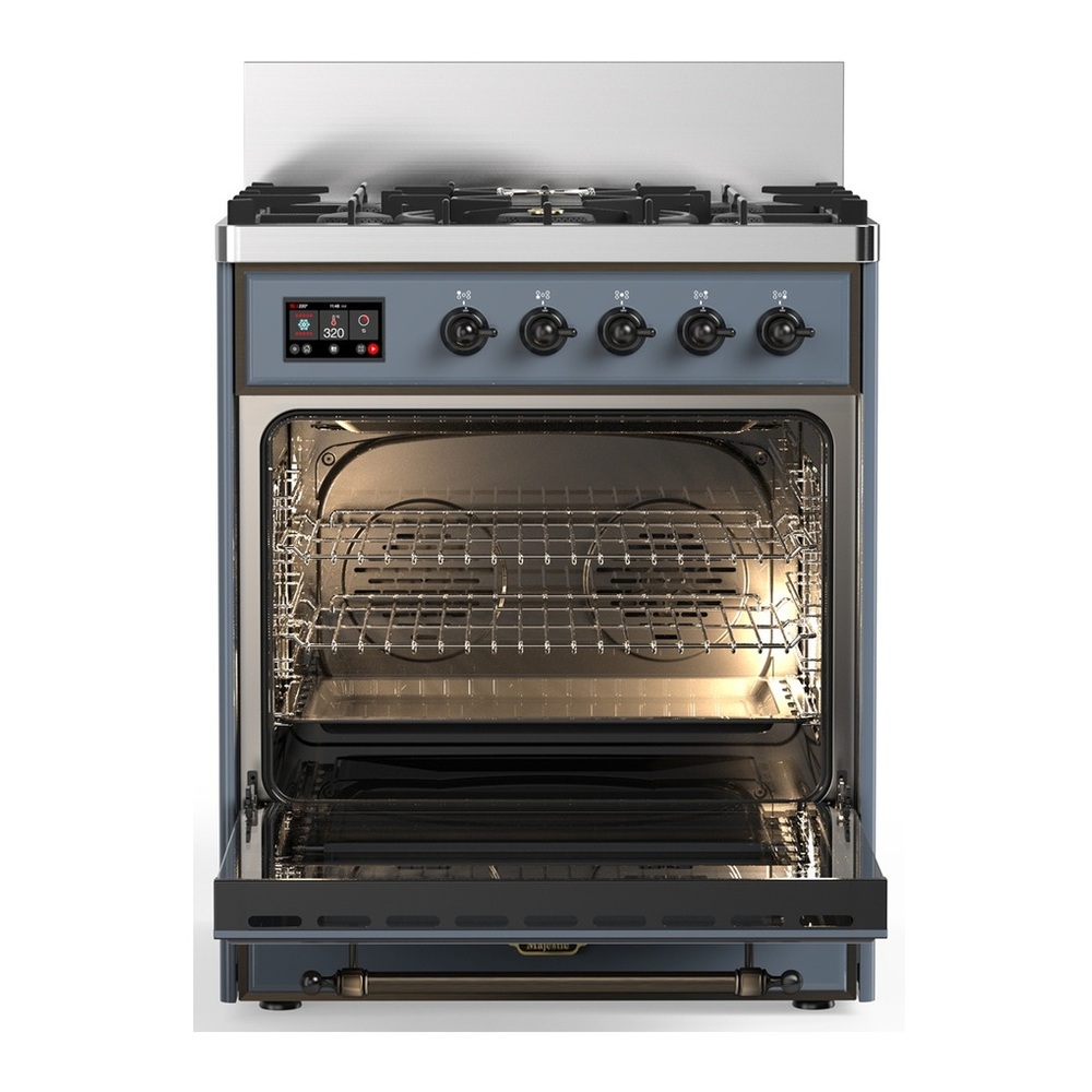 ILVE UM30QNR3BGB Majestic III 30 inch Dual Fuel Range with 5 Black Brass Burners, Dual Function Burner up to 25,000 BTU (Natural Gas, Solid Door, Blue Grey, Burnished) 4 UM30QNR3BGB-Oven-Interior