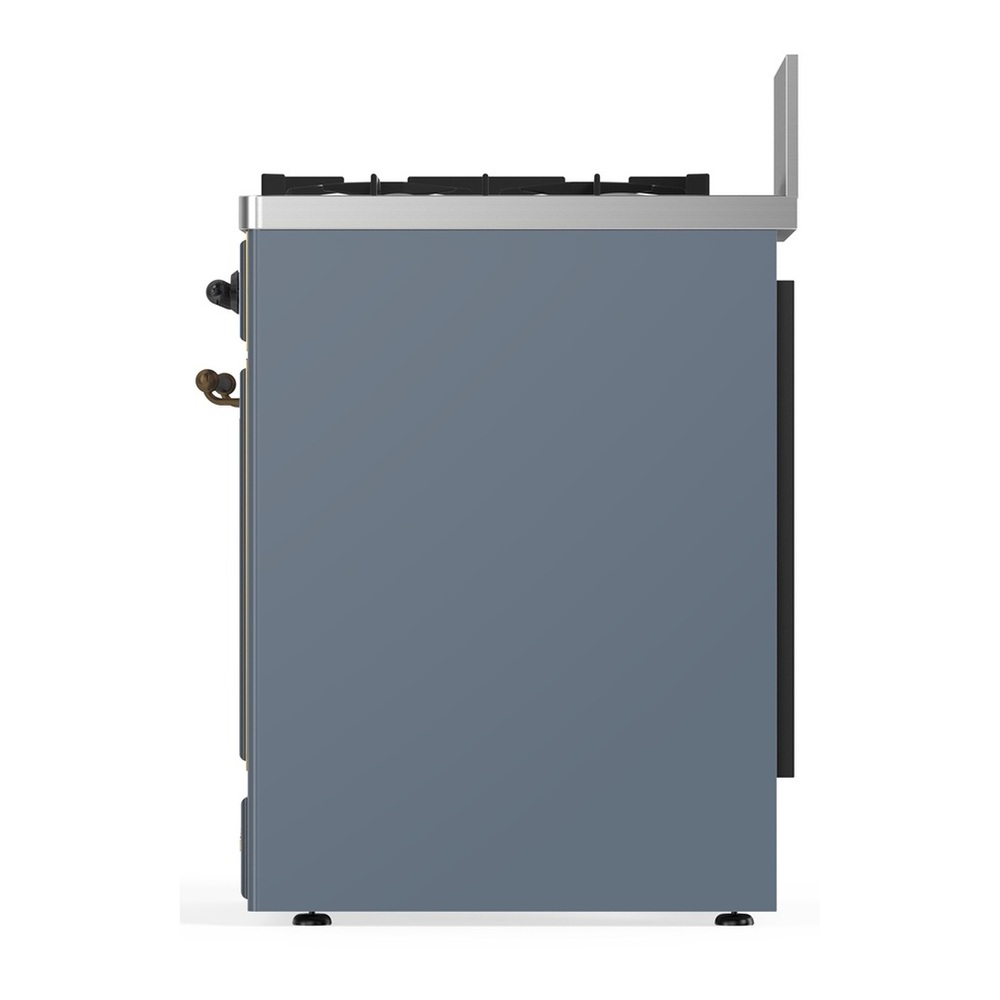 ILVE UM30QNR3BGB Majestic III 30 inch Dual Fuel Range with 5 Black Brass Burners, Dual Function Burner up to 25,000 BTU (Natural Gas, Solid Door, Blue Grey, Burnished) 5 UM30QNR3BGB-Right-Side