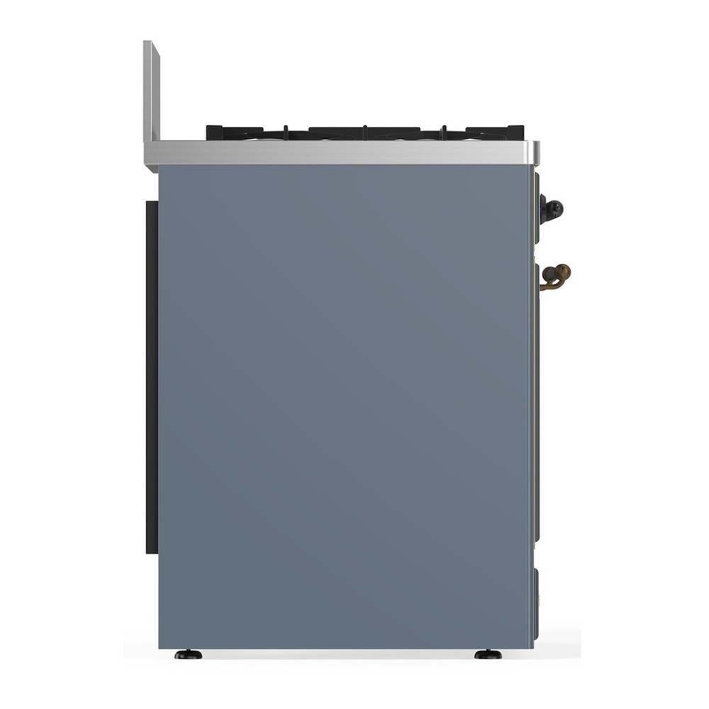 ILVE UM30QNR3BGB Majestic III 30 inch Dual Fuel Range with 5 Black Brass Burners, Dual Function Burner up to 25,000 BTU (Natural Gas, Solid Door, Blue Grey, Burnished) 6 UM30QNR3BGB-Left-Side