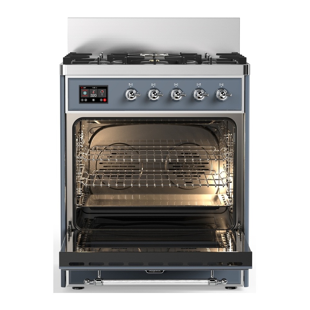 ILVE UM30QNR3BGCLP Majestic III 30 inch Dual Fuel Range with 5 Black Brass Burners, Dual Function Burner up to 25,000 BTU (Liquid Propane, Solid Door, Blue Grey, Chrome) 4 UM30QNR3BGCLP-Oven-Interior