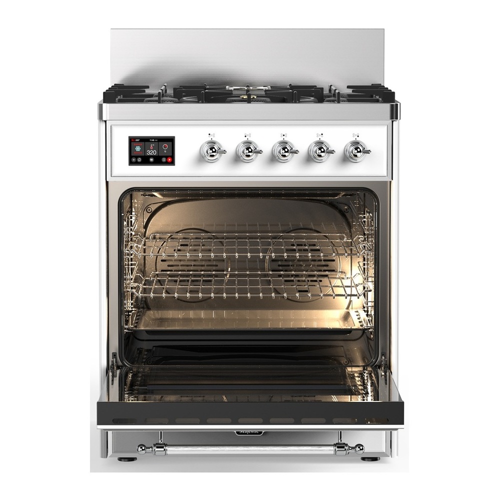 ILVE UM30QNR3RAC Majestic III 30 inch Dual Fuel Range with 5 Black Brass Burners, Dual Function Burner up to 25,000 BTU (Natural Gas, Solid Door, RAL, Chrome) 2 UM30QNR3RAC-Oven-Interior
