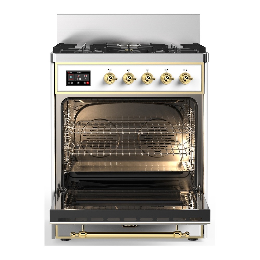 ILVE UM30QNR3RAGLP Majestic III 30 inch Dual Fuel Range with 5 Black Brass Burners, Dual Function Burner up to 25,000 BTU (Liquid Propane, Solid Door, RAL, Brass) 2 UM30QNR3RAGLP-Oven-Interior