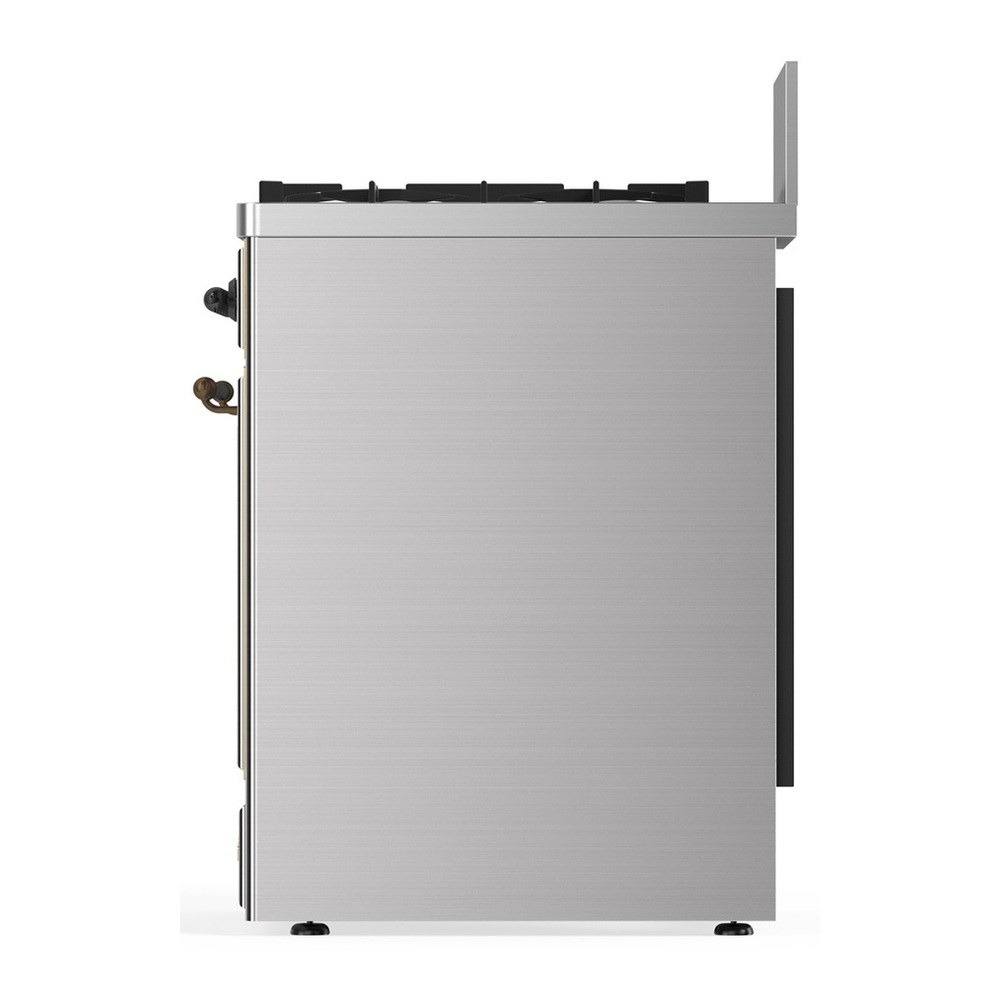 ILVE UM30QNR3SSB Majestic III 30 inch Dual Fuel Range with 5 Black Brass Burners, Dual Function Burner up to 25,000 BTU (Natural Gas, Solid Door, Stainless Steel, Burnished) 5 UM30QNR3SSB-Right-Side