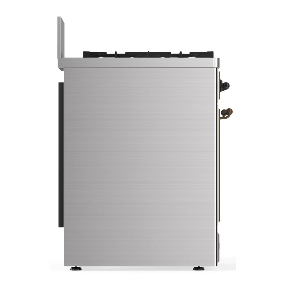 ILVE UM30QNR3SSB Majestic III 30 inch Dual Fuel Range with 5 Black Brass Burners, Dual Function Burner up to 25,000 BTU (Natural Gas, Solid Door, Stainless Steel, Burnished) 6 UM30QNR3SSB-Left-Side