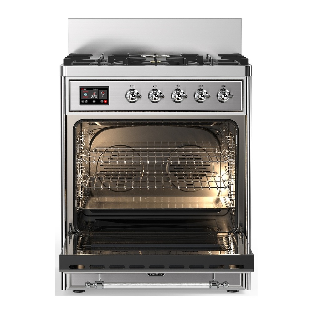 ILVE UM30QNR3SSCLP Majestic III 30 inch Dual Fuel Range with 5 Black Brass Burners, Dual Function Burner up to 25,000 BTU (Liquid Propane, Solid Door, Stainless Steel, Chrome) 4 UM30QNR3SSCLP-Oven-Interior