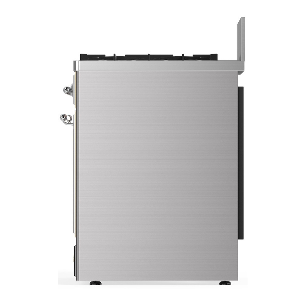 ILVE UM30QNR3SSC Majestic III 30 inch Dual Fuel Range with 5 Black Brass Burners, Dual Function Burner up to 25,000 BTU (Natural Gas, Solid Door, Stainless Steel, Chrome) 5 UM30QNR3SSC-Right-Side