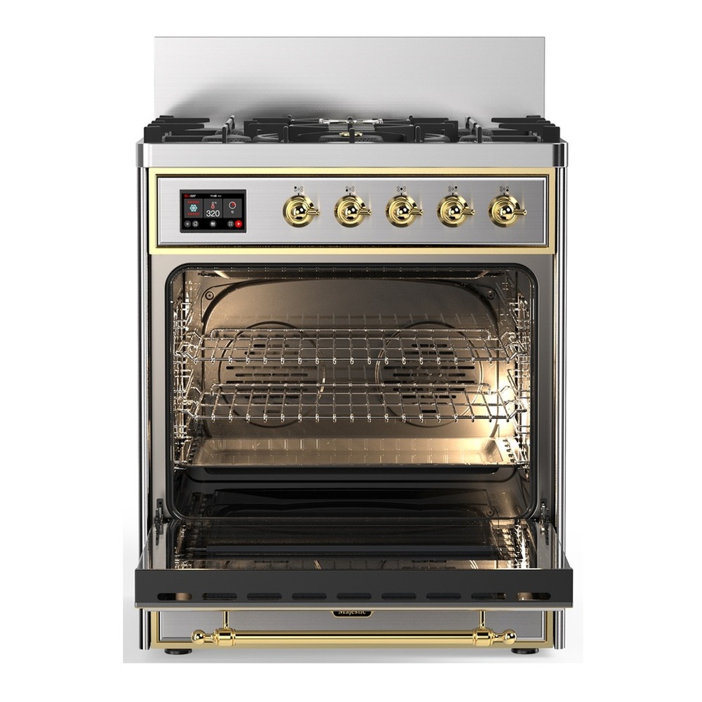 ILVE UM30QNR3SSGLP Majestic III 30 inch Dual Fuel Range with 5 Black Brass Burners, Dual Function Burner up to 25,000 BTU (Liquid Propane, Solid Door, Stainless Steel, Brass) 4 UM30QNR3SSGLP-Oven-Interior