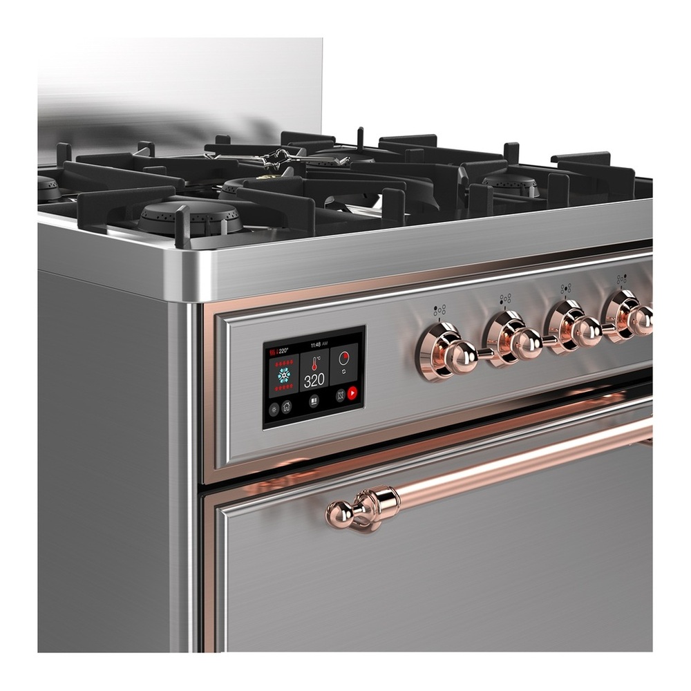 ILVE UM30QNR3SSPLP Majestic III 30 inch Dual Fuel Range with 5 Black Brass Burners, Dual Function Burner up to 25,000 BTU (Liquid Propane, Solid Door, Stainless Steel, Copper) 2 UM30QNR3SSPLP-Cooper