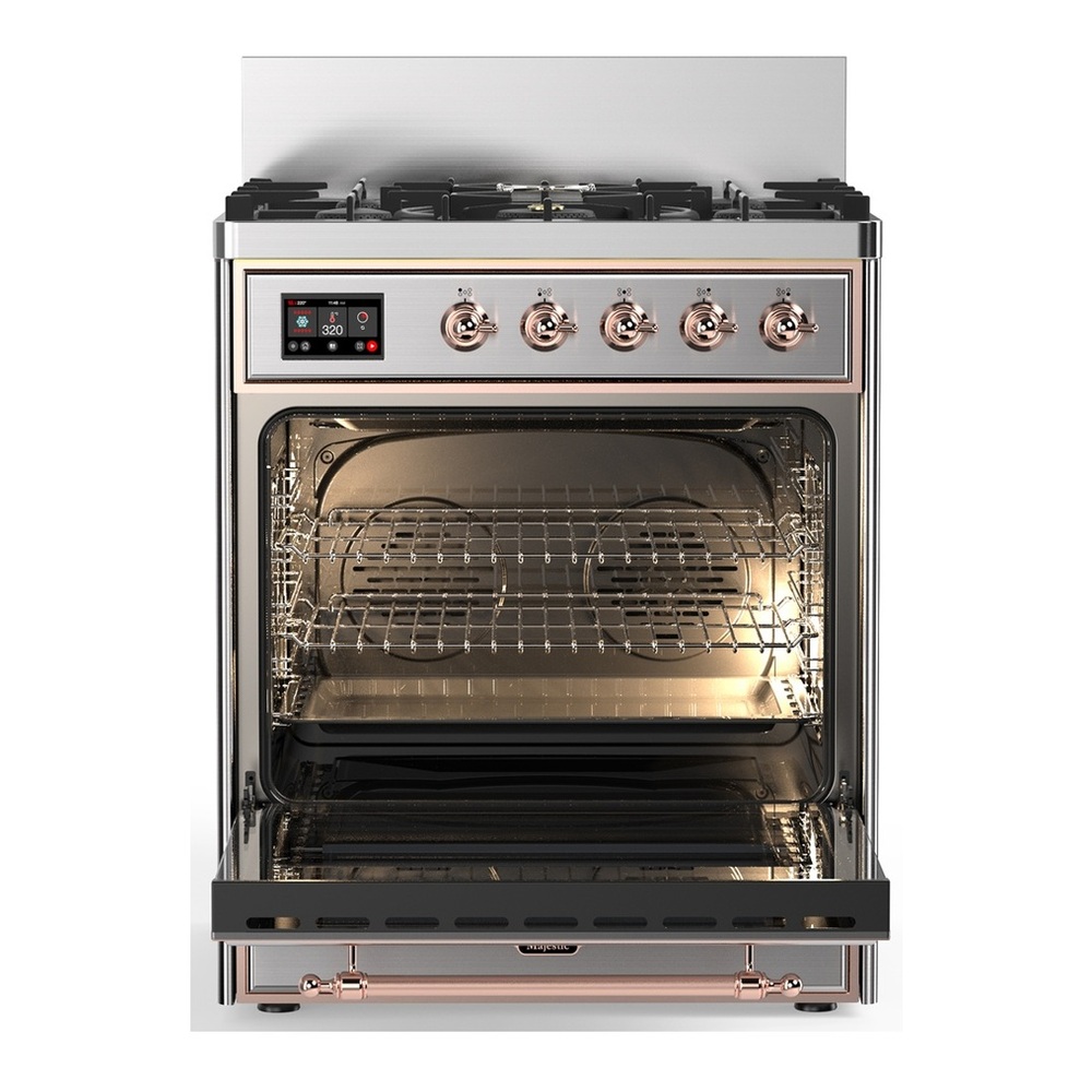ILVE UM30QNR3SSP Majestic III 30 inch Dual Fuel Range with 5 Black Brass Burners, Dual Function Burner up to 25,000 BTU (Natural Gas, Solid Door, Stainless Steel, Copper) 4 UM30QNR3SSP-Oven-Interior