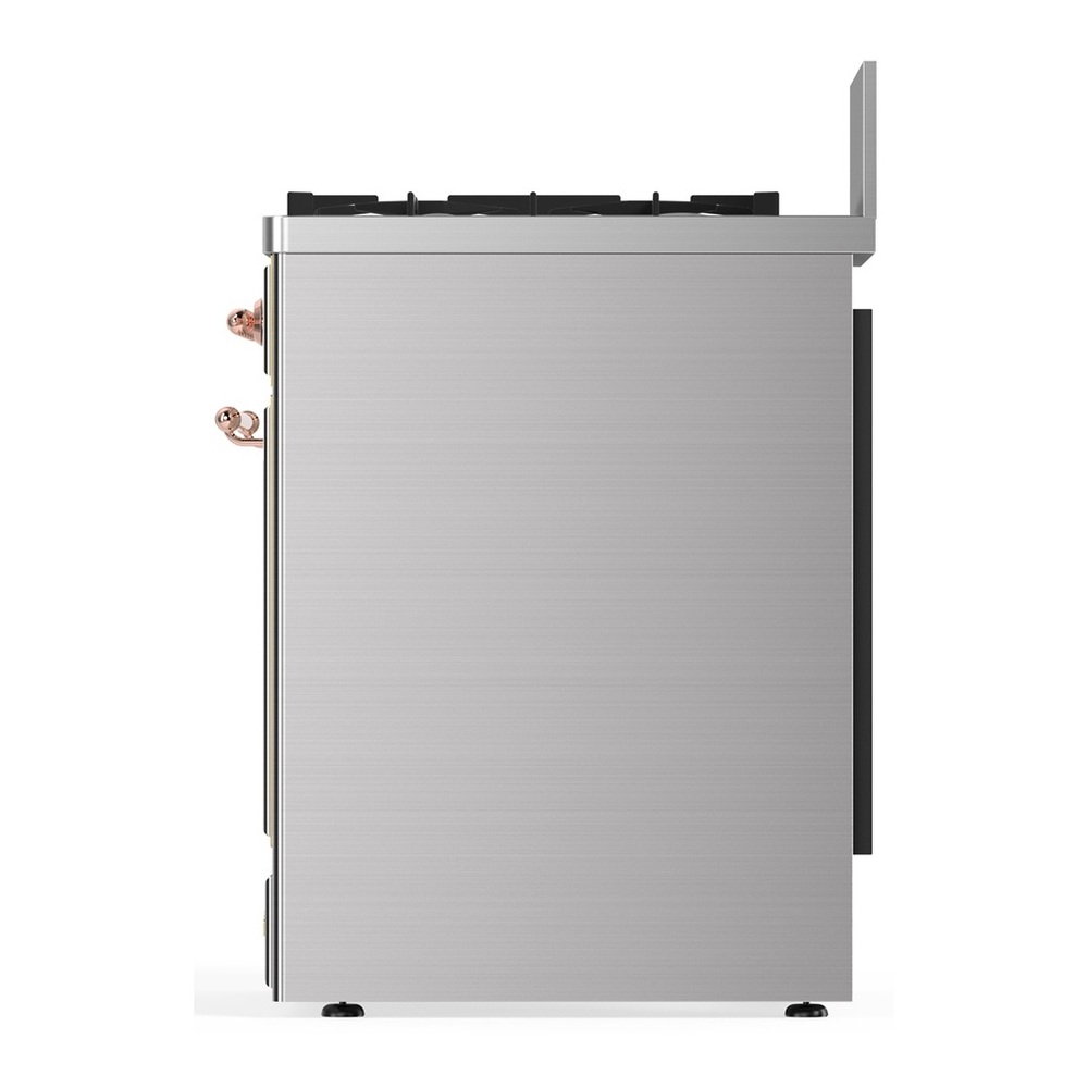 ILVE UM30QNR3SSP Majestic III 30 inch Dual Fuel Range with 5 Black Brass Burners, Dual Function Burner up to 25,000 BTU (Natural Gas, Solid Door, Stainless Steel, Copper) 5 UM30QNR3SSP-Right-Side