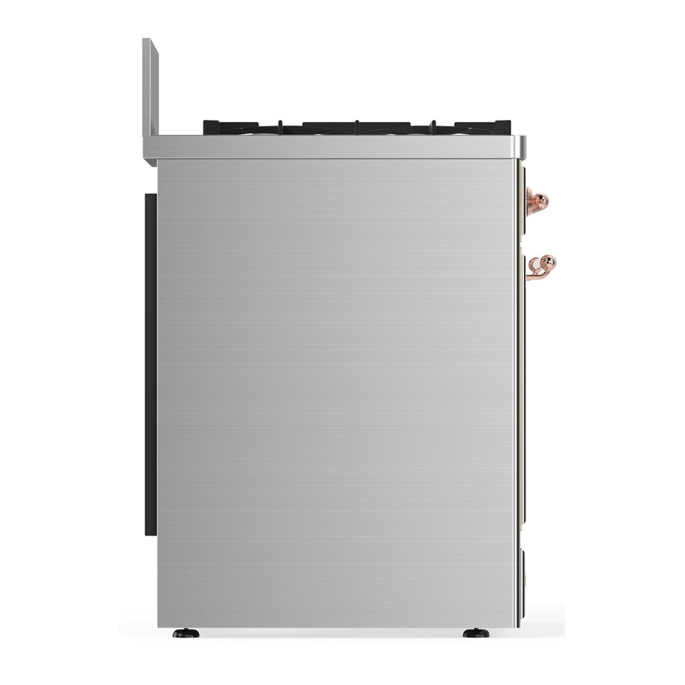 ILVE UM30QNR3SSP Majestic III 30 inch Dual Fuel Range with 5 Black Brass Burners, Dual Function Burner up to 25,000 BTU (Natural Gas, Solid Door, Stainless Steel, Copper) 6 UM30QNR3SSP-Left-Side