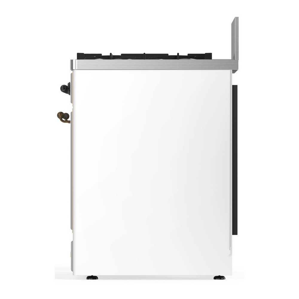 ILVE UM30QNR3WHBLP Majestic III 30 inch Dual Fuel Range with 5 Black Brass Burners, Dual Function Burner up to 25,000 BTU (Liquid Propane, Solid Door, White, Burnished) 5 UM30QNR3WHBLP-Right-Side