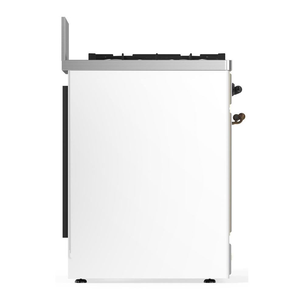 ILVE UM30QNR3WHBLP Majestic III 30 inch Dual Fuel Range with 5 Black Brass Burners, Dual Function Burner up to 25,000 BTU (Liquid Propane, Solid Door, White, Burnished) 6 UM30QNR3WHBLP-Left-Side