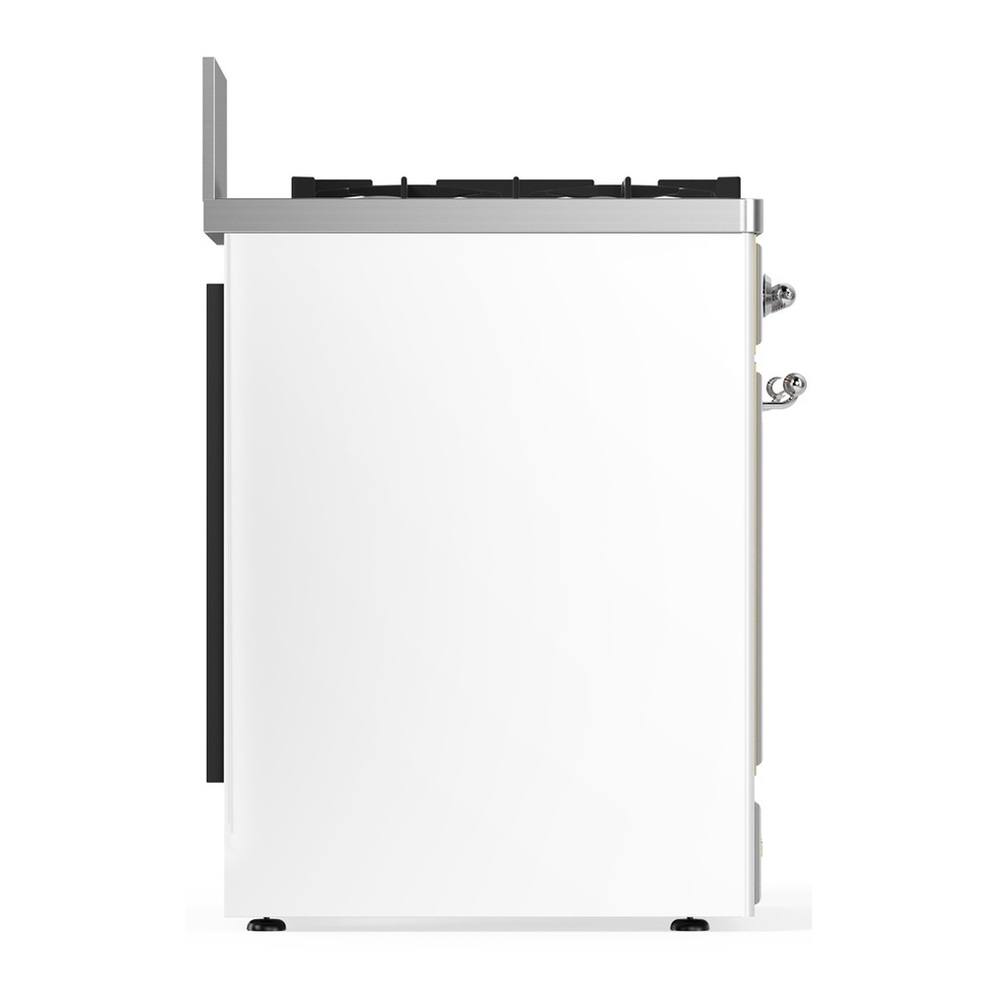 ILVE UM30QNR3WHCLP Majestic III 30 inch Dual Fuel Range with 5 Black Brass Burners, Dual Function Burner up to 25,000 BTU (Liquid Propane, Solid Door, White, Chrome) 6 UM30QNR3WHCLP-Left-Side