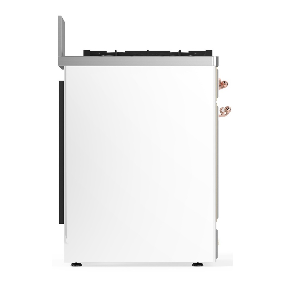 ILVE UM30QNR3WHPLP Majestic III 30 inch Dual Fuel Range with 5 Black Brass Burners, Dual Function Burner up to 25,000 BTU (Liquid Propane, Solid Door, White, Copper) 6 UM30QNR3WHPLP-Left-Side