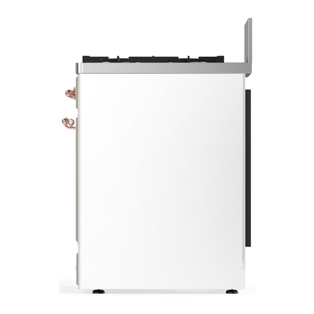 ILVE UM30QNR3WHP Majestic III 30 inch Dual Fuel Range with 5 Black Brass Burners, Dual Function Burner up to 25,000 BTU (Natural Gas, Solid Door, White, Copper) 5 UM30QNR3WHP-Right-Side