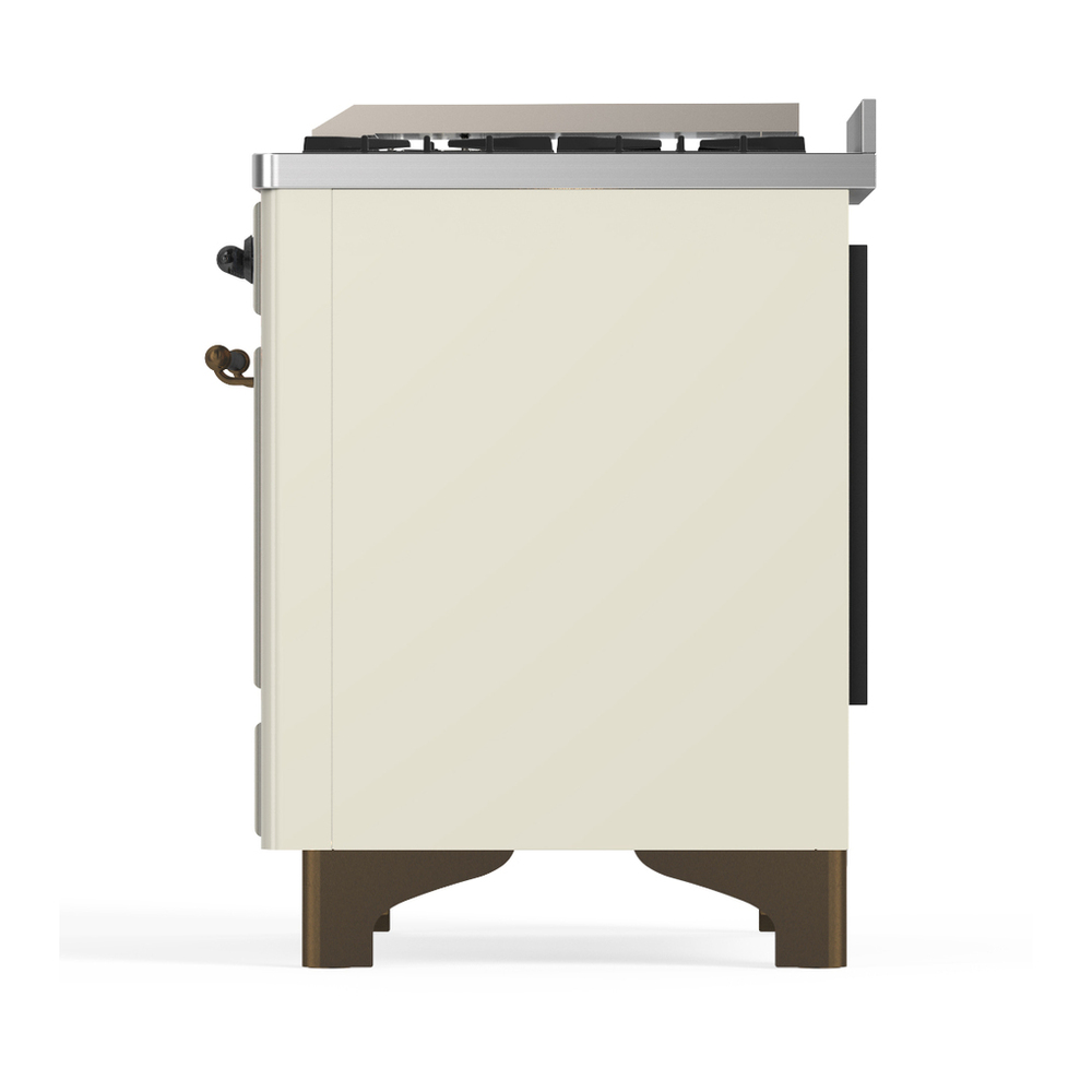 ILVE UM36FNR3AWBLP Majestic III 36 inch Dual Fuel Range with 6 Black Brass Burners and Griddle, Dual Function Burner up to 25,000 BTU (Triple Glass Door, Antique White, Burnished, Liquid Propane) 7 ILVE-UM36FNR3AWBLP-Left Side View