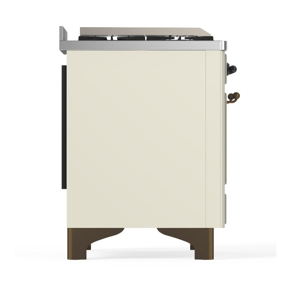 ILVE UM36FNR3AWBLP Majestic III 36 inch Dual Fuel Range with 6 Black Brass Burners and Griddle, Dual Function Burner up to 25,000 BTU (Triple Glass Door, Antique White, Burnished, Liquid Propane) 6 ILVE-UM36FNR3AWBLP-Right Side View