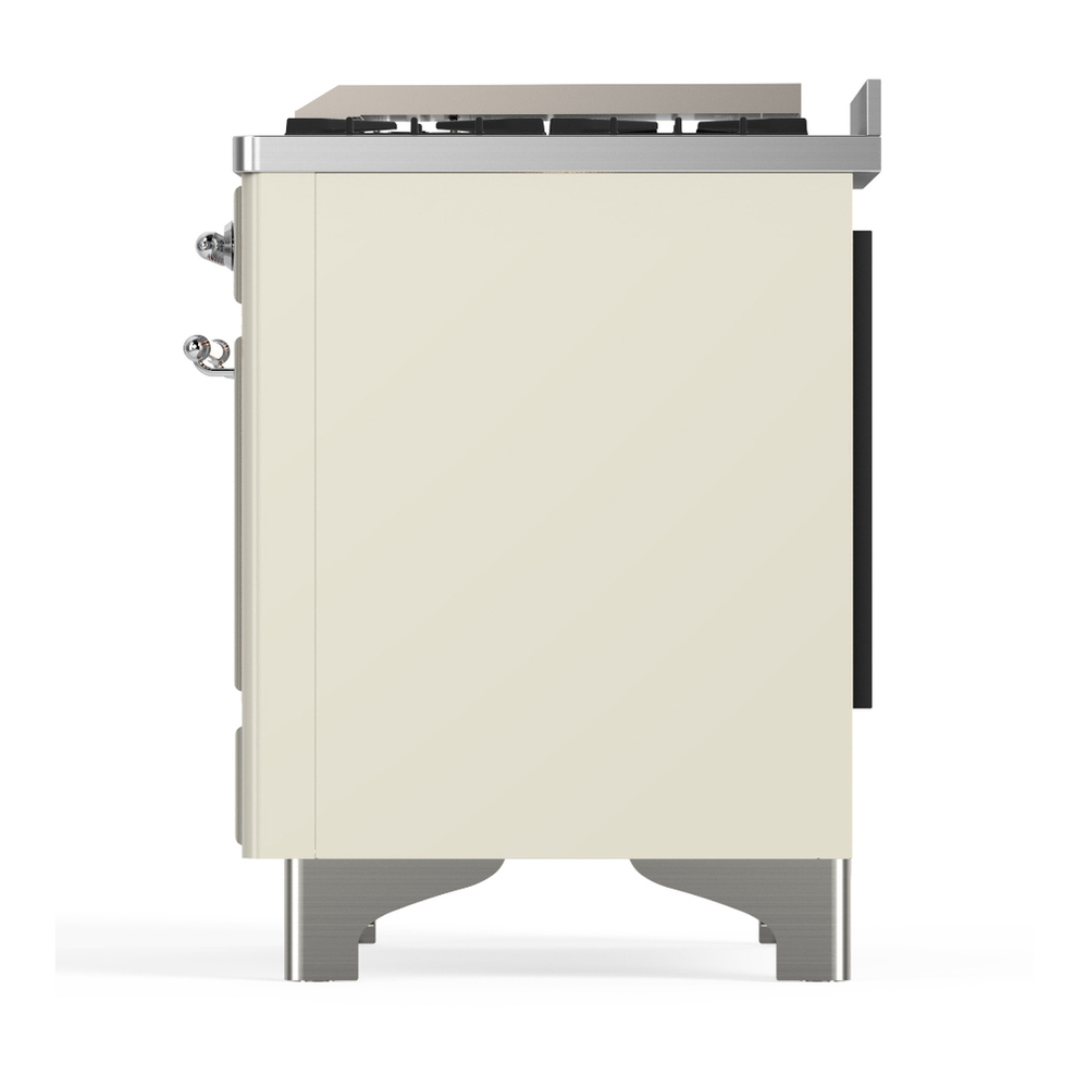 ILVE UM36FNR3AWCLP Majestic III 36 inch Dual Fuel Range with 6 Black Brass Burners and Griddle, Dual Function Burner up to 25,000 BTU (Triple Glass Door, Antique White, Chrome, Liquid Propane) 7 ILVE-UM36FNR3AWCLP-Left Side View