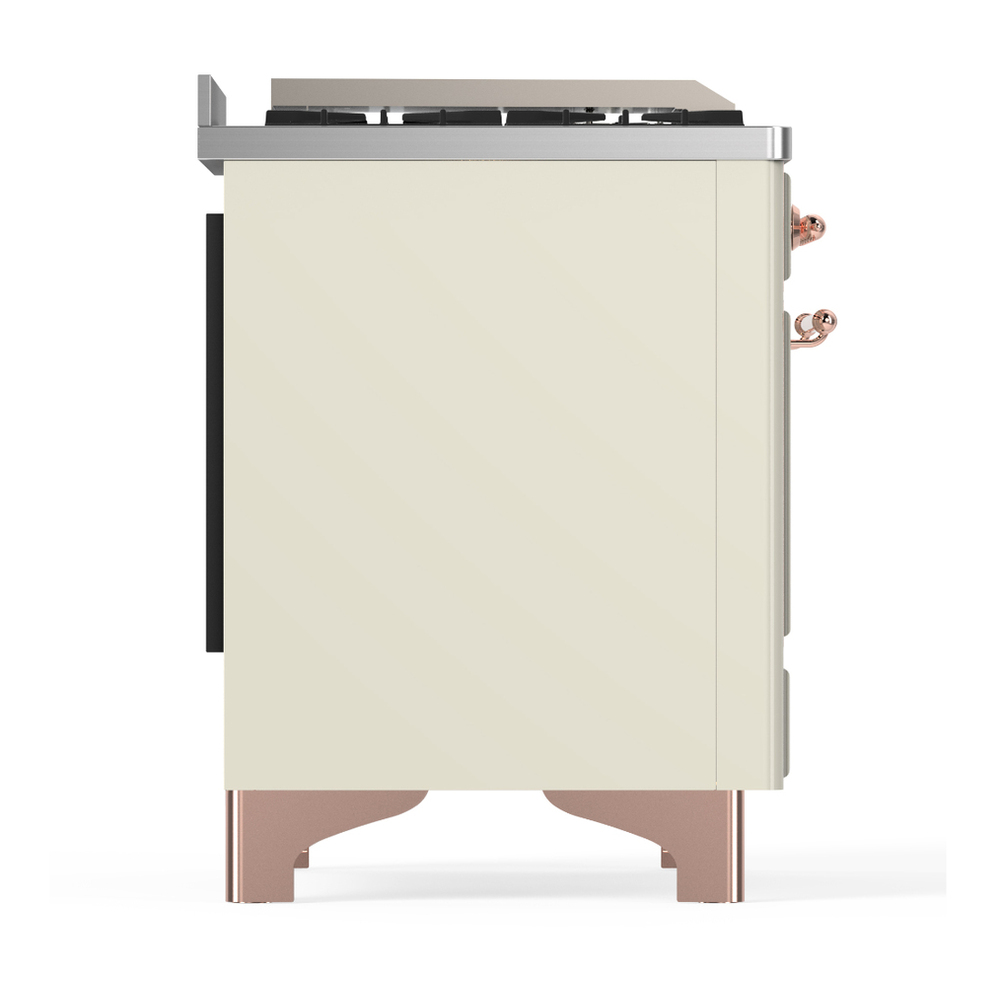 ILVE UM36FNR3AWP Majestic III 36 inch Dual Fuel Range with 6 Black Brass Burners and Griddle, Dual Function Burner up to 25,000 BTU (Triple Glass Door, Antique White, Copper, Natural Gas) 6 ILVE-UM36FNR3AWP-Right Side View
