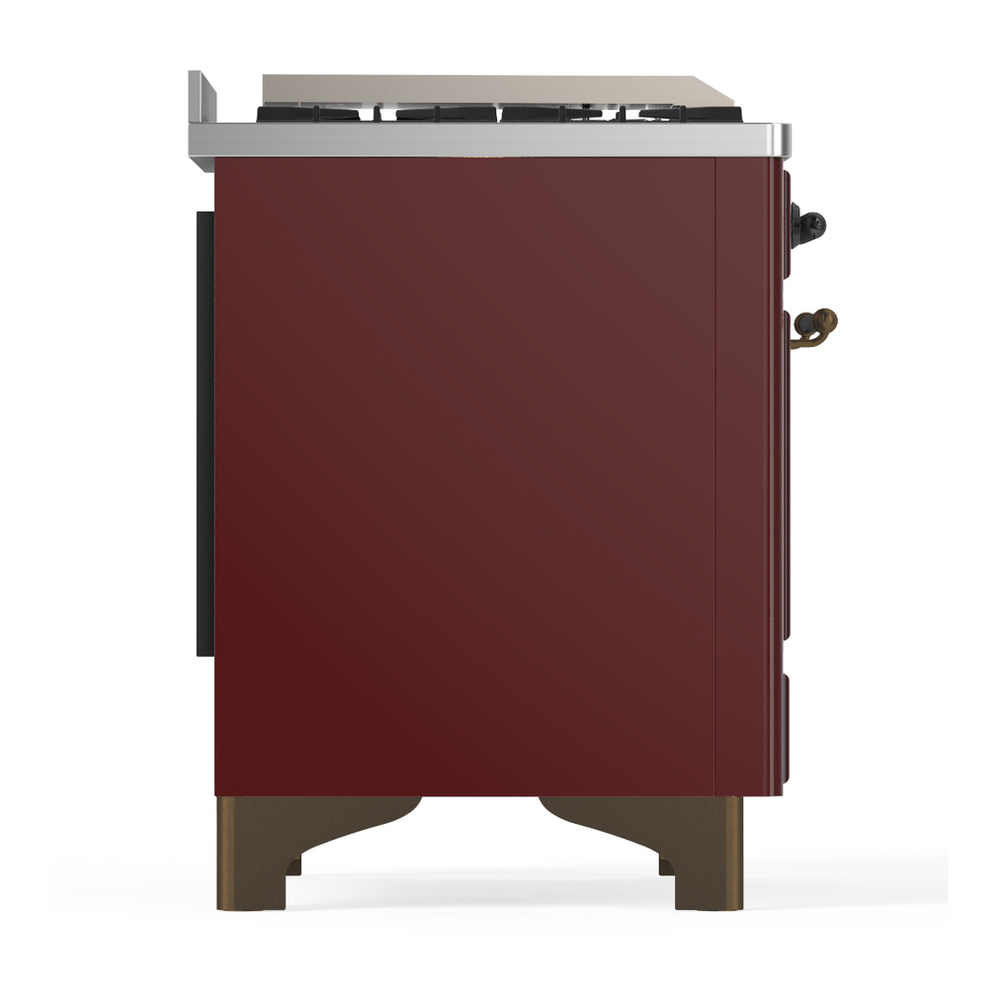 ILVE UM36FNR3BUBLP Majestic III 36 inch Dual Fuel Range with 6 Black Brass Burners and Griddle, Dual Function Burner up to 25,000 BTU (Triple Glass Door, Burgundy, Burnished, Liquid Propane) 6 ILVE-UM36FNR3BUBLP-Right Side View