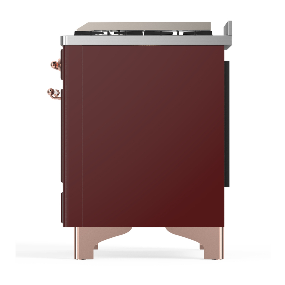 ILVE UM36FNR3BUPLP Majestic III 36 inch Dual Fuel Range with 6 Black Brass Burners and Griddle, Dual Function Burner up to 25,000 BTU (Triple Glass Door, Burgundy, Copper, Liquid Propane) 7 ILVE-UM36FNR3BUPLP-Left Side View