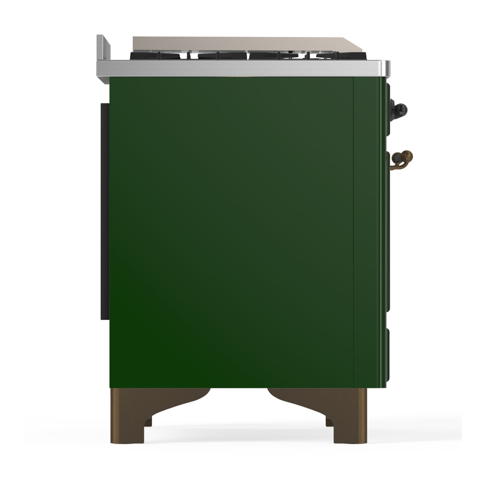 ILVE UM36FNR3EGBLP Majestic III 36 inch Dual Fuel Range with 6 Black Brass Burners and Griddle, Dual Function Burner up to 25,000 BTU (Triple Glass Door, Emerald Green, Burnished, Liquid Propane) 6 ILVE-UM36FNR3EGBLP-Right Side View